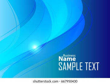 Blue abstract template for card or banner. Metal Background with waves and reflections. Business background, silver, illustration. Illustration of abstract background with a metallic element