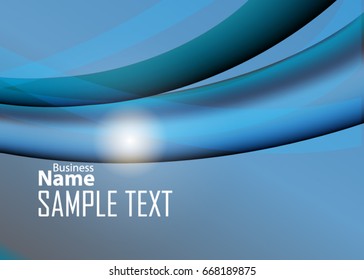 Blue abstract template for card or banner. Metal Background with waves and reflections. Business background, silver, illustration. Illustration of abstract background with a metallic element
