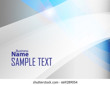 Blue abstract template for card or banner. Metal Background with waves and reflections. Business background, silver, illustration. Illustration of abstract background with a metallic element