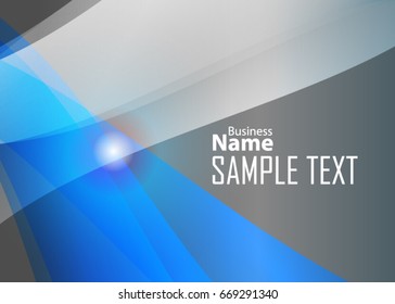 Blue abstract template for card or banner. Metal Background with waves and reflections. Business background, silver, illustration. Illustration of abstract background with a metallic element