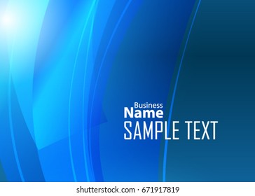 Blue abstract template for card or banner. Metal Background with waves and reflections. Business background, silver, illustration. Illustration of abstract background with a metallic element