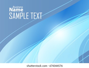 Blue abstract template for card or banner. Metal Background with waves and reflections. Business background, silver, illustration. Illustration of abstract background with a metallic element