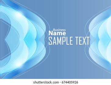 Blue abstract template for card or banner. Metal Background with waves and reflections. Business background, silver, illustration. Illustration of abstract background with a metallic element