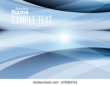 Blue abstract template for card or banner. Metal Background with waves and reflections. Business background, silver, illustration. Illustration of abstract background with a metallic element
