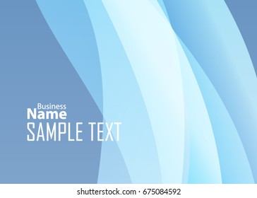 Blue abstract template for card or banner. Metal Background with waves and reflections. Business background, silver, illustration. Illustration of abstract background with a metallic element