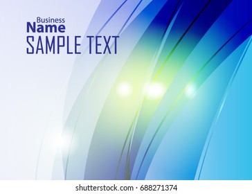 Blue abstract template for card or banner. Metal Background with waves and reflections. Business background, silver, illustration. Illustration of abstract background with a metallic element