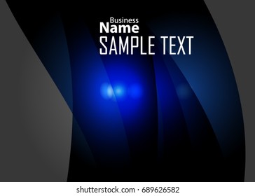 Blue abstract template for card or banner. Metal Background with waves and reflections. Business background, silver, illustration. Illustration of abstract background with a metallic element