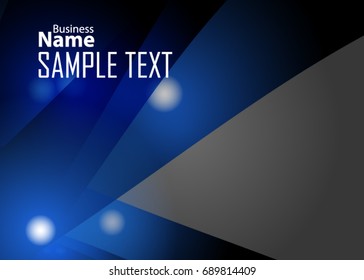 Blue abstract template for card or banner. Metal Background with waves and reflections. Business background, silver, illustration. Illustration of abstract background with a metallic element