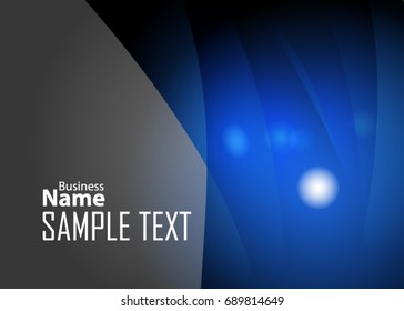 Blue abstract template for card or banner. Metal Background with waves and reflections. Business background, silver, illustration. Illustration of abstract background with a metallic element