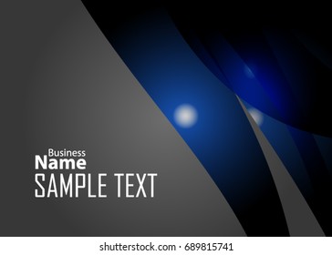 Blue abstract template for card or banner. Metal Background with waves and reflections. Business background, silver, illustration. Illustration of abstract background with a metallic element