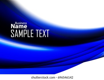 Blue abstract template for card or banner. Metal Background with waves and reflections. Business background, silver, illustration. Illustration of abstract background with a metallic element