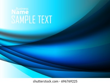 Blue abstract template for card or banner. Metal Background with waves and reflections. Business background, silver, illustration. Illustration of abstract background with a metallic element