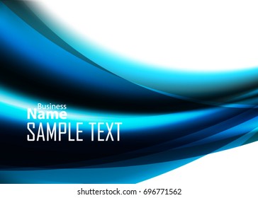 Blue abstract template for card or banner. Metal Background with waves and reflections. Business background, silver, illustration. Illustration of abstract background with a metallic element
