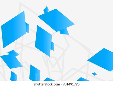 Blue abstract template for card or banner. Metal Background with waves and reflections. Business background, silver, illustration. Illustration of abstract background with a metallic element
