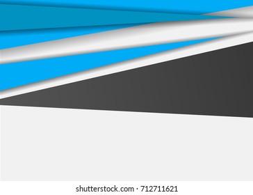 Blue abstract template for card or banner. Metal Background with waves and reflections. Business background, silver, illustration. Illustration of abstract background with a metallic element