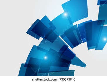 Blue abstract template for card or banner. Metal Background with waves and reflections. Business background, silver, illustration. Illustration of abstract background with a metallic element