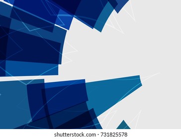 Blue abstract template for card or banner. Metal Background with waves and reflections. Business background, silver, illustration. Illustration of abstract background with a metallic element