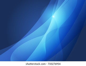 Blue abstract template for card or banner. Metal Background with waves and reflections. Business background, silver, illustration. Illustration of abstract background with a metallic element