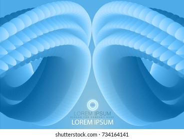 Blue abstract template for card or banner. Background with waves and reflections. Business backgroundr, illustration. 