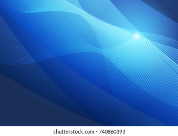Blue abstract template for card or banner. Metal Background with waves and reflections. Business background, silver, illustration. Illustration of abstract background with a metallic element