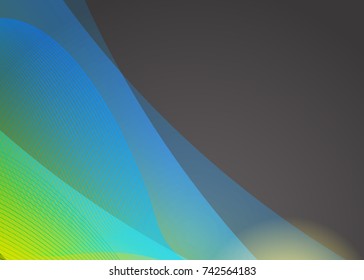 Blue abstract template for card or banner. Metal Background with waves and reflections. Business background, silver, illustration. Illustration of abstract background with a metallic element