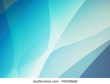 Blue abstract template for card or banner. Metal Background with waves and reflections. Business background, silver, illustration. Illustration of abstract background with a metallic element