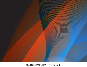 Blue abstract template for card or banner. Metal Background with waves and reflections. Business background, silver, illustration. Illustration of abstract background with a metallic element