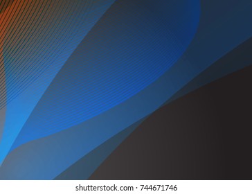 Blue abstract template for card or banner. Metal Background with waves and reflections. Business background, silver, illustration. Illustration of abstract background with a metallic element