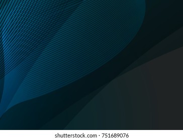 Blue abstract template for card or banner. Metal Background with waves and reflections. Business background, silver, illustration. Illustration of abstract background with a metallic element
