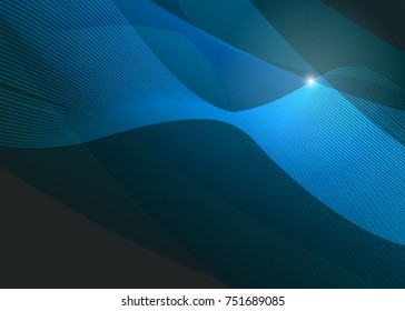 Blue abstract template for card or banner. Metal Background with waves and reflections. Business background, silver, illustration. Illustration of abstract background with a metallic element