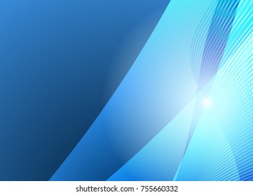 Blue abstract template for card or banner. Metal Background with waves and reflections. Business background, silver, illustration. Illustration of abstract background with a metallic element
