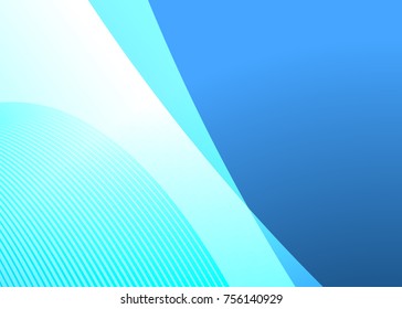 Blue abstract template for card or banner. Metal Background with waves and reflections. Business background, silver, illustration. Illustration of abstract background with a metallic element