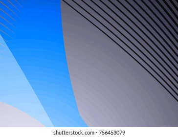 Blue abstract template for card or banner. Metal Background with waves and reflections. Business background, silver, illustration. Illustration of abstract background with a metallic element