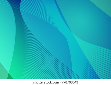 Blue abstract template for card or banner. Metal Background with waves and reflections. Business background, silver, illustration. Illustration of abstract background with a metallic element