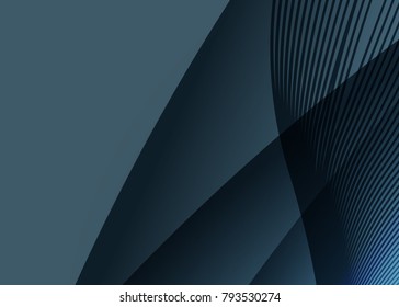 Blue abstract template for card or banner. Metal Background with waves and reflections. Business background, silver, illustration. Illustration of abstract background with a metallic element