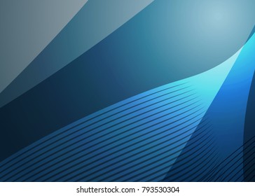 Blue abstract template for card or banner. Metal Background with waves and reflections. Business background, silver, illustration. Illustration of abstract background with a metallic element