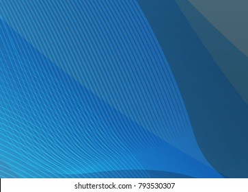 Blue abstract template for card or banner. Metal Background with waves and reflections. Business background, silver, illustration. Illustration of abstract background with a metallic element