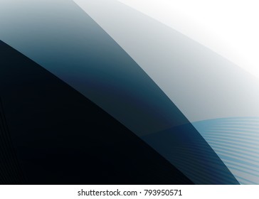 Blue abstract template for card or banner. Metal Background with waves and reflections. Business background, silver, illustration. Illustration of abstract background with a metallic element