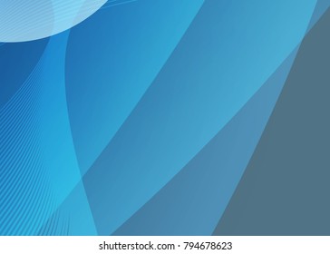 Blue abstract template for card or banner. Metal Background with waves and reflections. Business background, silver, illustration. Illustration of abstract background with a metallic element