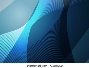 Blue abstract template for card or banner. Metal Background with waves and reflections. Business background, silver, illustration. Illustration of abstract background with a metallic element