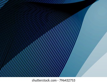 Blue abstract template for card or banner. Metal Background with waves and reflections. Business background, silver, illustration. Illustration of abstract background with a metallic element