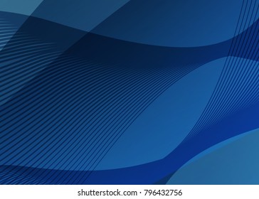 Blue abstract template for card or banner. Metal Background with waves and reflections. Business background, silver, illustration. Illustration of abstract background with a metallic element