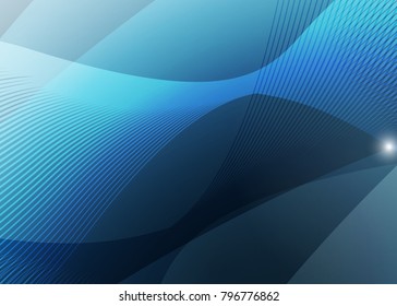 Blue abstract template for card or banner. Metal Background with waves and reflections. Business background, silver, illustration. Illustration of abstract background with a metallic element