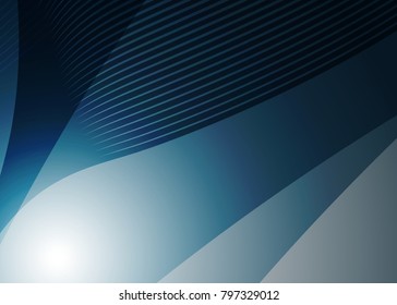 Blue abstract template for card or banner. Metal Background with waves and reflections. Business background, silver, illustration. Illustration of abstract background with a metallic element