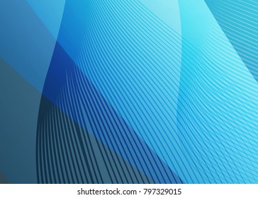 Blue abstract template for card or banner. Metal Background with waves and reflections. Business background, silver, illustration. Illustration of abstract background with a metallic element