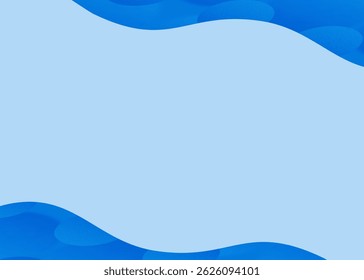 Blue Abstract Template. Blue curved border on light blue background.