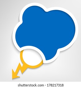 blue abstract text box with yellow flash
