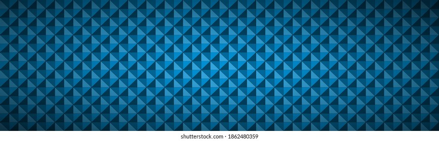 Blue abstract textured triangular header. Modern polygonal geometric texture banner. Vector pattern