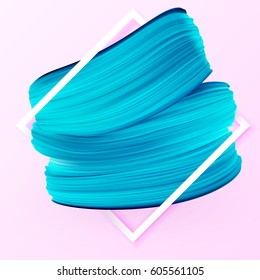 Blue abstract textured vector geometric background. Minimalistic design, creative concept with paint brush texture in frame.