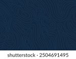 Blue abstract topographic map background. Blue topographic terrain lines on a dark blue background